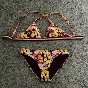 Aerie 70’s Floral Pattern Bikini Set Size Small